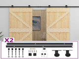 Sliding Door 2 pcs Natural and Black Solid Pine Wood 3444873