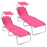 Sun Lounger Folding 2 pcs Pink 58 x 188 x 77cm Polyester 42003066