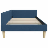 Corner Bed Frame with Headboard Blue 100 x 200 cm Fabric 42016132