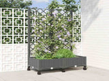 Garden Planter with Trellis&Wheels Light Grey PP 3422967