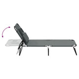 Folding Sun Lounger Grey Oxford Fabric&Powder-coated Steel 360178