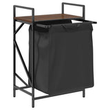 Laundry Basket 1 Compartment with Shelf Brown Oak 859074