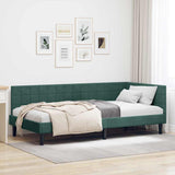 Corner Bed Frame Dark Green 100 cm x 200 cm Velvet 42016440