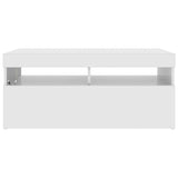 TV Cabinet with LED Lights High Gloss White 90x35x40 cm 804388