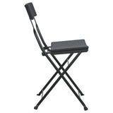Folding Bistro Chairs 8 pcs Black Poly Rattan and Steel 3152114
