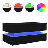 Coffee Table with LED Lights Black Oak 90x50x40 cm 862258