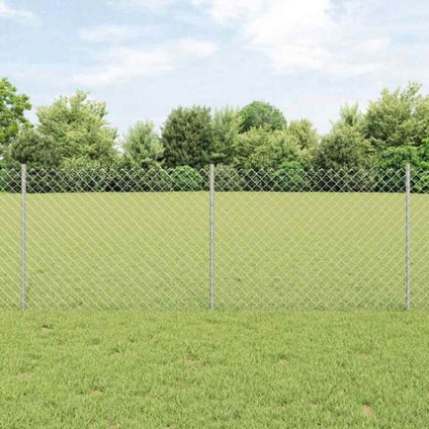 Fence with Posts Silver 0.8 x 10 m Steel 3336287