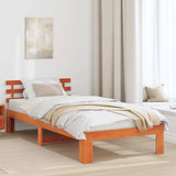 Bed Frame with Headboard Wax Brown 100 x 200 cm Solid Pine Wood 872625