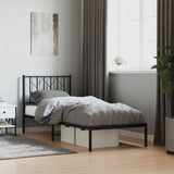 Metal Bed Frame without Mattress with Headboard Black 80x200cm 374428
