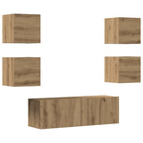 5 Piece TV Cabinet Set Wall-mounted Artisan Oak Engineered Wood 3329146