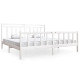 3100979 Bed Frame without Mattress White Solid Wood 200x200 cm