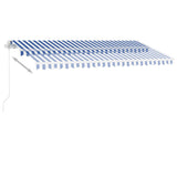 Manual Retractable Awning with LED 450x300 cm Blue and White 3069561