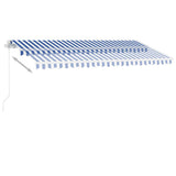 Freestanding Manual Retractable Awning 400x300 cm Blue/White 3069536