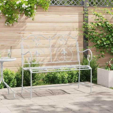 Garden Bench White 104 x 54 x 93cm Steel 42008112