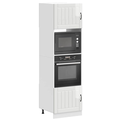 Oven Cabinets 2 pcs Lucca Gloss White Engineered Wood 3315043