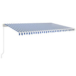 ZNTS Manual Retractable Awning with LED 500x350 cm Blue and White 3069021