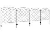 Steel Decorative Outdoor Picket Fence Panels Set of 4, Black T3398P315331