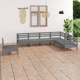 7 Piece Garden Lounge Set Solid Wood Pine Grey 3083036