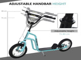 Stunt Scooter, Kids Scooter, 12'' Rubber Tyre Kick Scooter with Adjustable Handlebar, Dual Brakes, T3398P348461