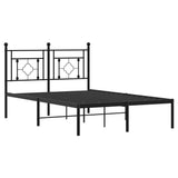 Metal Bed Frame without Mattress with Headboard Black 120x200cm 374337