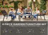 Outdoor Sofa 4 Seater Garden Sofa Set with Loveseat 2 Chairs and Coffee Table Black T3398P550288