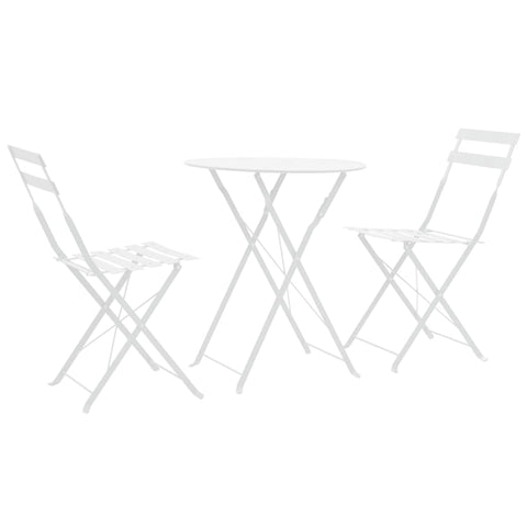 ZNTS 3 Piece Bistro Set Steel White 44357