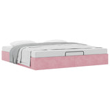 Ottoman Bed Frame No Mattress Pink 200x200 cm Velvet 3310990