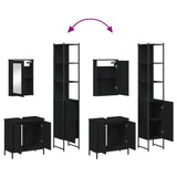 ZNTS 3 Piece Bathroom Furniture Set Black Engineered Wood 3214800