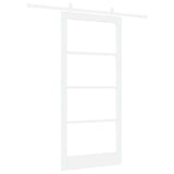 Sliding Door White 93 x 202 cm Solid Pine Wood and Glass 3332232