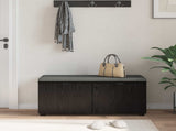 Hall Bench with Cushion with Shelf Black Oak 100 x 38 x 46 cm 891489
