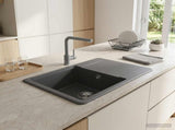 Kitchen Sink Single Basin Granite 56 x 46 x 19 cm Graphite 42053762
