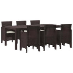 Garden Dining Set 7 pcs Brown Polt rattan 3378721