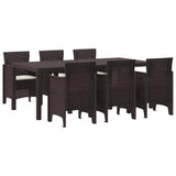 Garden Dining Set 7 pcs Brown Polt rattan 3378721