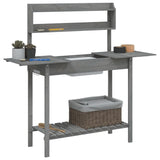 Potting Table with Sink Grey 147.5x44x139.5 cm Solid Wood Fir 156348