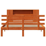 Bookcase Bed without Mattress Wax Brown 150x200 cm King Size Solid Wood Pine 3322725
