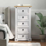 Bedside Table Corona White 53 x 39 x 103 cm Solid Pine Wood 42021191