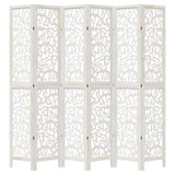 Room Divider 6 Panels White Solid Wood Paulownia 358748