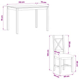 Dining Set 7 pcs Black Solid Oak Wood 3430270