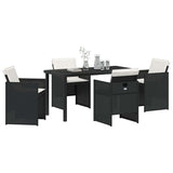 Garden Dining Set with Cushion Folding 5 pcs Black Poly rattan 3379941
