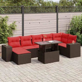 10 Piece Garden Sofa Set with Cushions Brown Poly Rattan Acacia 3326845