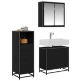 Bathroom Furniture Set 3 pcs Black Oak Engineered Wood 3402434
