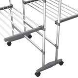 2-Tier Laundry Drying Rack with Wheels Silver 60x70x106 cm 344377