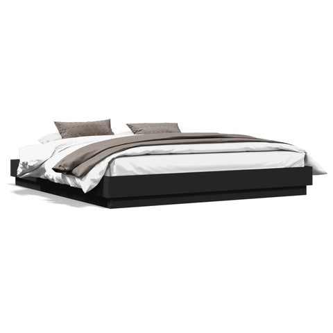ZNTS Bed Frame Black 180x200 cm Super King Engineered Wood 3209836