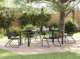 Garden Dining Set 5 pcs Black Powder-Coated Steel 3379173
