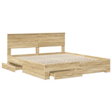 Bed Frame with Drawer Sonoma Oak 180 x 200 cm Engineered Wood 3410863