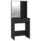 LED Dressing Table with Cabinets Black Engineered Wood 3082027