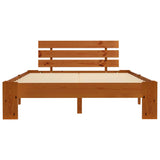 Bed Frame Honey Brown Solid pine wood and plywood Double Sturdy 283180
