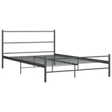 Bed Frame with Headboard without Mattress Grey 160x200 cm Metal 286495
