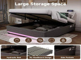 5ft King Hydraulic Storage Bed, No Headboard Linen Bed Frame with APP Control LED Lights, Side N652P386118G
