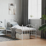 Metal Bed Frame without Mattress with Footboard White 75x190cm 353496